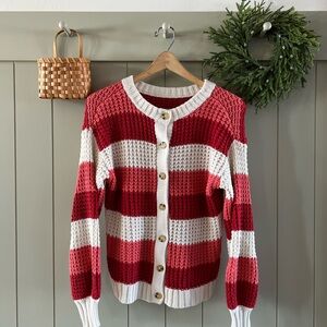 POPSUGAR Red and White Striped Cardigan